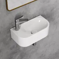 HOROW Toiletfontein - Wandmontage - Keramiek Toilet Wasbak - Glans Wit - 40x22x11 cm - Kraangat Links