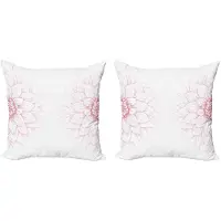 Abakuhaus Dahlia-bloem kussenhoesenset – 2x50x50 cm – dubbelzijdige druk – wit/roze