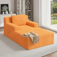 Laura Slaapbank 3-zits 160x105x72 cm – Corduroy Bank Oranje – Comfortabele Zitbank met Rugkussens & Armleuningen – Opvouwbare Loungesofa Zonder Montage – Compact & Ergonomisch –