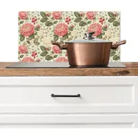 KitchenYeah Spatscherm keuken 60x30 cm - Kookplaat achterwand Klassiek - Botanisch - Veelkleurig - Muurbeschermer - Spatwand fornuis - Hoogwaardig aluminium