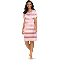 Comtessa Nachthemd 'Cool Pink Stripes' - Dames Nachthemd - Korte Mouw - Roze - Maat 48