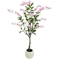 Happiq Kunstmatige Jasmijnboom - Voor Thuiskantoor & Binnen - Nepbloemplant, Faux Stijl - Witte Plantenbak - Flower Tree-150cm