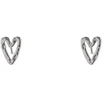 Go Dutch Label Oorknoppen Hammered Heart Stud Zilverkleurig