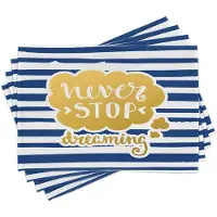 Abakuhaus placematten met citaten, maritiem levensmotto – vintage-stijl en handgemaakt ontwerp, Tiscjdeco gemaakt van kleurvaste stoffen voor eetkamer en keuken, geel/blauw
