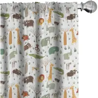 Abakuhaus Cartoon-Dier Voorhangset – 2x75x225 cm – Meerkleurige microvezel