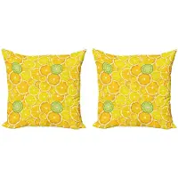 Abakuhaus kussenhoes-set – 2x40x40 cm – geel/wit/groen – dubbelzijdig