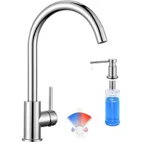 CECIPA MAX Keukenkraan - Mengkraan Keuken - Met Zeepdispenser 300ML - Keuken kraan Chroom - 360° draaibaar Mengkraan - C-vormig