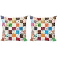 Abakuhaus Decoratieve kussenhoes – 2-pack – Patchwork – Groen Aqua – 45 x 45 cm