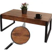 MCW Salontafel -L53, woonkamertafel bijzettafel sofatafel, metaal 43x110x64cm ~ donker wild eiken