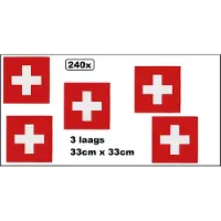 Wefiesta 240x Servetten Zwitserland 33cm x 33cm - 3 laags - Servet diner eten knoeien restaurant Suisse BBQ thema feest verjaardag feest