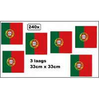 Partyxplosion 240x Servetten Portugal 33cm x 33cm - 3 laags - Servet diner eten knoeien restaurant WK 2026 BBQ thema feest verjaardag feest