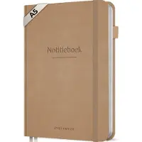 Systemyze Notitieboek A5 Hardcover Leer Gelinieerd – Notebook Journal – 256 Genummerde Pagina’s – 140 Grams Papier - Taupe