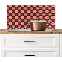 KitchenYeah Spatscherm keuken 80x40 cm - Kookplaat achterwand Retro - Madelief - Roze - Muurbeschermer - Spatwand fornuis - Hoogwaardig aluminium