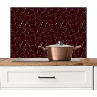 KitchenYeah Spatscherm keuken 90x60 cm - Kookplaat achterwand Mozaïek - Tegel - Bordeauxrood - Muurbeschermer - Spatwand fornuis - Hoogwaardig aluminium