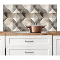 KitchenYeah Spatscherm keuken 120x60 cm - Kookplaat achterwand Geometrisch - Motief - Aardetinten - Muurbeschermer - Spatwand fornuis - Hoogwaardig aluminium