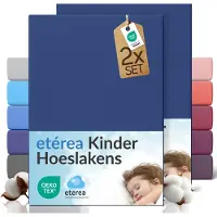 Etérea Himmlische Qualität etérea Jersey hoeslaken kinderen 2-pack 80x160-80x180 cm (hoek 20 cm) 100% katoen - Marineblauw