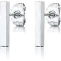 LGT JWLS T-Bar oorbellen Dames Edelstaal Staaf Zilverkleurig