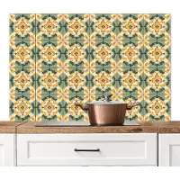 KitchenYeah Spatscherm keuken 120x80 cm - Kookplaat achterwand Keramiek - Verweerd - Kleurrijk - Muurbeschermer - Spatwand fornuis - Hoogwaardig aluminium