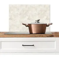 KitchenYeah Spatscherm keuken 60x40 cm - Kookplaat achterwand Crèmebeige - Marmer print - Aders - Muurbeschermer - Spatwand fornuis - Hoogwaardig aluminium