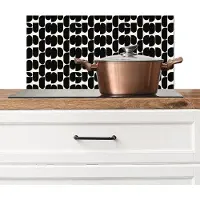 KitchenYeah Spatscherm keuken 60x30 cm - Kookplaat achterwand Modern - Patroon - Zwart - Muurbeschermer - Spatwand fornuis - Hoogwaardig aluminium