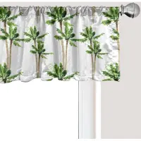 Abakuhaus Raamvalletje met palmboommotief, gordijnvalletje voor keuken en slaapkamer met tunnelzoom, 137 cm x 30 cm, cacaogroen en wit