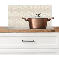 KitchenYeah Spatscherm keuken 60x30 cm - Kookplaat achterwand Golven - Structuur - Beige - Muurbeschermer - Spatwand fornuis - Hoogwaardig aluminium