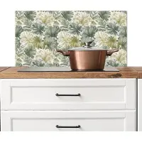 KitchenYeah Spatscherm keuken 80x40 cm - Kookplaat achterwand Bladeren - Botanisch - Groen - Muurbeschermer - Spatwand fornuis - Hoogwaardig aluminium