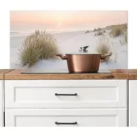 KitchenYeah Spatscherm keuken 100x50 cm - Kookplaat achterwand Horizon - Duinlandschap - Zand - Muurbeschermer - Spatwand fornuis - Hoogwaardig aluminium