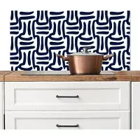 KitchenYeah Spatscherm keuken 100x50 cm - Kookplaat achterwand Abstract - Modern - Blauw - Muurbeschermer - Spatwand fornuis - Hoogwaardig aluminium