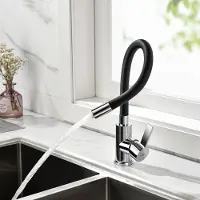 Auralum Max Keukenkraan met flexibele uitloop - Flexibele keukenkraan - 360° Draaibaar - keukenmengkraan met waterbesparende perlator - Zwart+Chroom