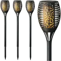 Lumineo Solar tuinlamp / fakkel / prikspot - 12x - vlameffect - zonne-energie - 49 cm