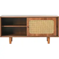 Sweiko Rieten Schoenenkast - Halmeubel met 2 deuren - Verstelbare planken - 104 × 40 × 48 cm - Walnootkleurig