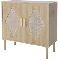 Happiq Keukenopbergdressoir - Voor Woonkamer, Keuken & Entree - Drank- en Koffiebuffetkast met Geweven Rotan Deuren - Stijlvol Design - keukenkast