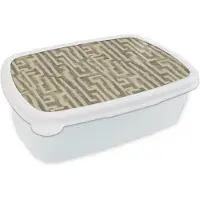 MuchoWow Broodtrommel Wit - Lunchbox Abstract - Geometrisch - Groen - Brooddoos 18x12x6 cm - Brood lunch box - Broodtrommels voor kinderen en volwassenen