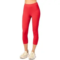 Merry Style MS-MS10-199-LE Dames Capri Leggings - Sport - Vrijetijdsbroek - 3/4 Lengte - Katoen - Sporbroek - Yogabroek - Rood - M