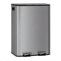 Happiq Dubbele Prullenbak 2x40L - RVS Pedaalemmer - Mat Grijs