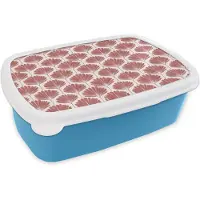 MuchoWow Broodtrommel Blauw - Lunchbox Waaier - Motief - Terra - Brooddoos 18x12x6 cm - Brood lunch box - Broodtrommels voor kinderen en volwassenen