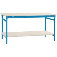 Manuflex BB5207.5012 Compleet bijzettafel basis stationair met kunststof plaat + legplank, bxdxh: 750 x 500 x 780 mm Lichtblauw (RAL 5012)