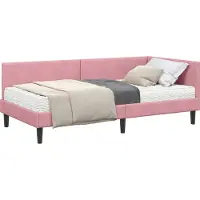vidaXL Hoekbedframe met Matras 2 st Roze 100 x 200 cm Fluweel