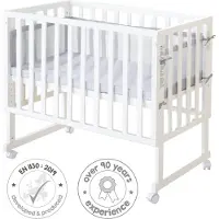 Roba Co-sleeper En Ledikant 3in1 Wit Met Barrier Style Grijs | Maat: 45x90 cm