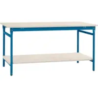 Manuflex BB5201.5007 Compleet bijzettafel basis stationair met melamine schijf + legplank, bxdxh: 750 x 500 x 780 mm Stralend blauw (RAL 5007)