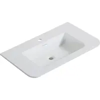 Mueller Roundy wastafel met afgeronde hoeken en 1 kraangat 80x48cm solid surface wit mat