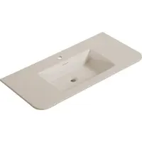 Mueller Roundy wastafel met afgeronde hoeken en 1 kraangat 100x48cm solid surface beige