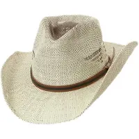 Faustmann Western Strohoed 100% Paperstraw wit maat L
