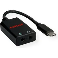Roline Adapter USB Type C - 2x 3.5mm audio, Male/Female, 0,13 m