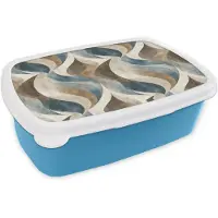 MuchoWow Broodtrommel Blauw - Lunchbox Abstract - Golven - Kleurrijk - Brooddoos 18x12x6 cm - Brood lunch box - Broodtrommels voor kinderen en volwassenen