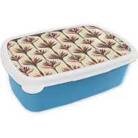 MuchoWow Broodtrommel Blauw - Lunchbox Waaier - Motief - Kleurrijk - Brooddoos 18x12x6 cm - Brood lunch box - Broodtrommels voor kinderen en volwassenen