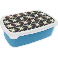 MuchoWow Broodtrommel Blauw - Lunchbox Abstract - Retro - Kleurrijk - Brooddoos 18x12x6 cm - Brood lunch box - Broodtrommels voor kinderen en volwassenen