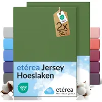 Etérea Himmlische Qualität etérea Jersey hoeslaken 2-pack 200x220 cm (hoek 25 cm) 100% katoen - Kaktusgroen