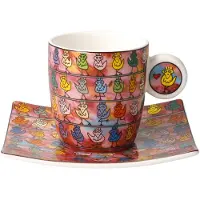Goebel - James Rizzi | Kop en schotel Espresso We are the Birds | Porselein - 10cm - 100ml - 2 stuks
